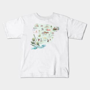 Illustrated Map of Spain Kids T-Shirt